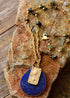 Boho Necklace, Teardrop Lapis Luzuli Gold Chain Onyx Pendant